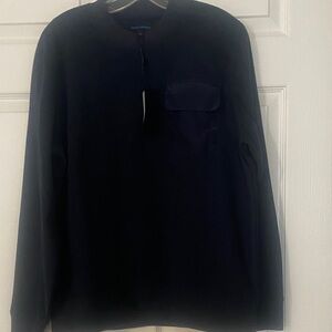 Navy blue Long Sleeve fleece top with pocket